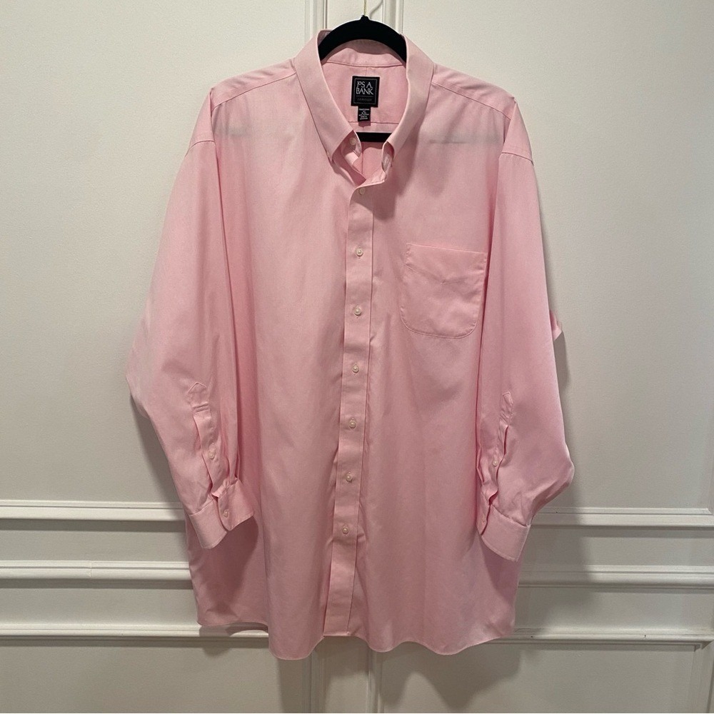 Jos A Bank Dress Shirt Men's 18-34 Pink Long Sleeve Traditional Fit Button Down